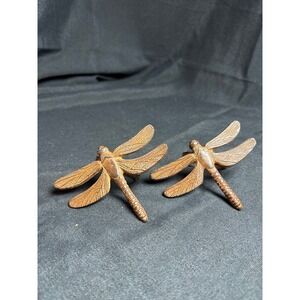 Vintage Bronze Dragonfly Napkin Rings Set of 2 Cast Metal Decorative Tableware